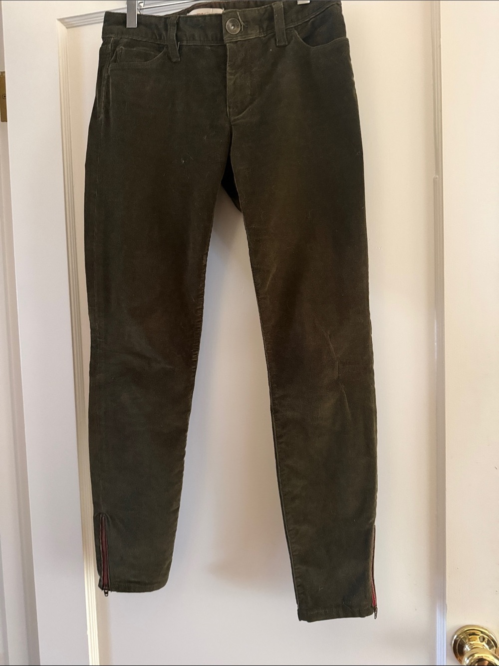 Banana Republic Heritage Dark Olive Slim Corduroy Pants with Ankle Zips
